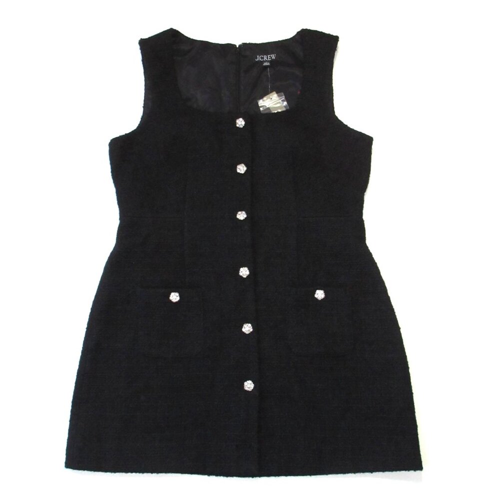 NWT J.Crew Sophia Sleeveless Mini in Black Tweed Jewel Buttons Dress 14 - Picture 5 of 8